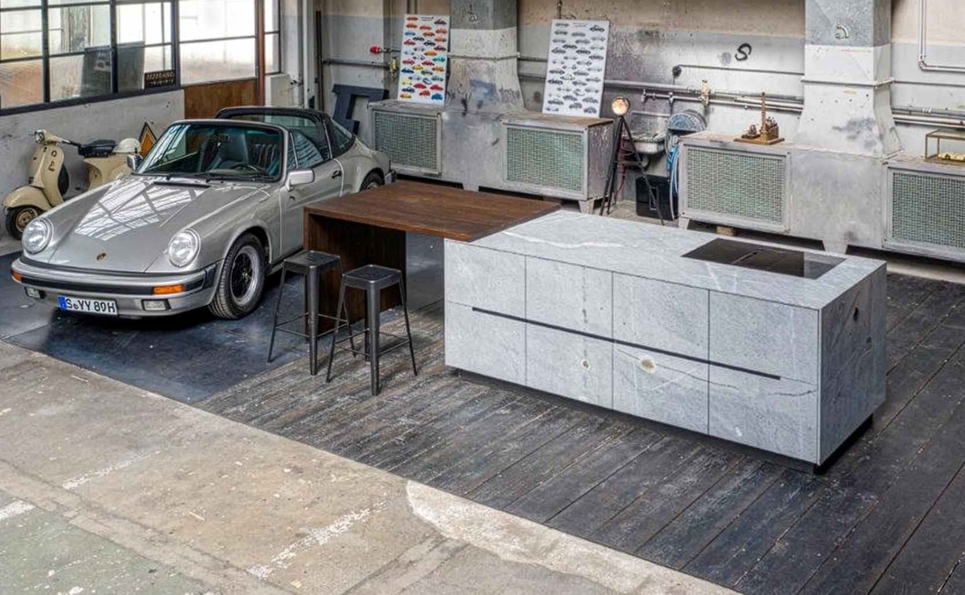 Steinküche Faber mit Porsche